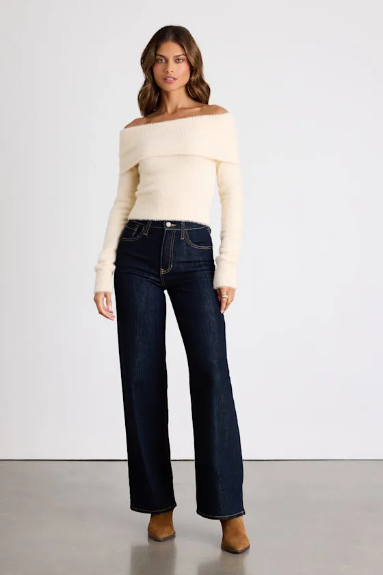 Ravenna Ivory Eyelash Knit Off-the-Shoulder Sweater Top sold by Lulus product image thumbnail 4