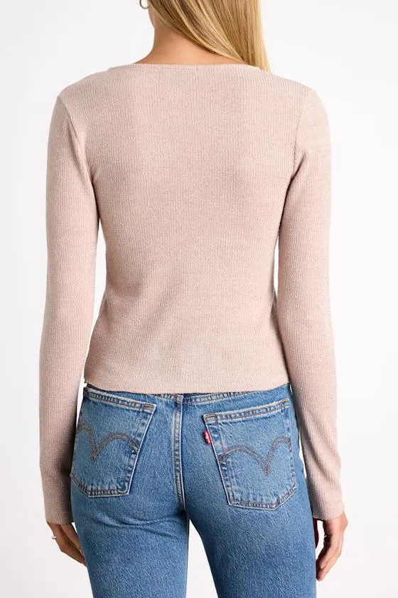 Stelara Blush Pink Lurex Knit Long Sleeve Top sold by Lulus product image thumbnail 3