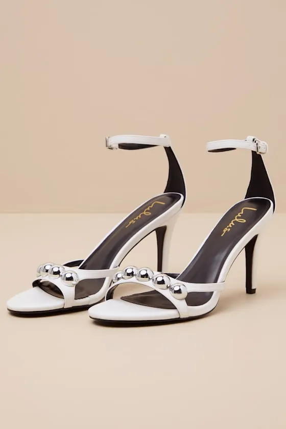 Theta White Ball Studded High Heel Sandals sold by Lulus product image thumbnail 2