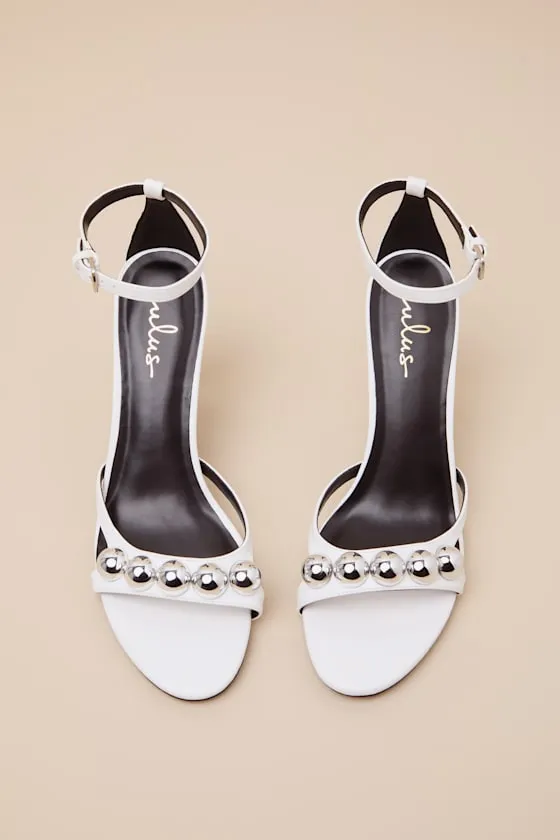 Theta White Ball Studded High Heel Sandals sold by Lulus product image thumbnail 4