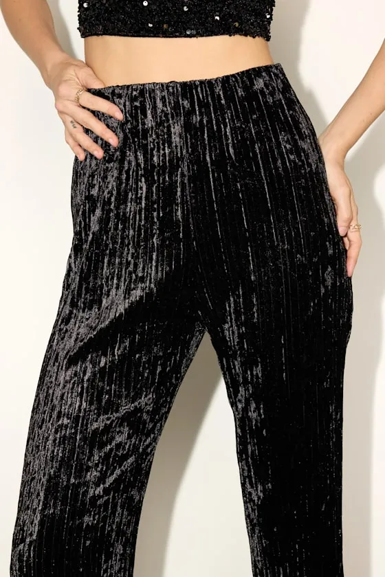 Rakai Black Velvet Textured High-Rise Flare Pants sold by Lulus product image thumbnail 4