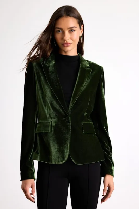 Cashton Dark Olive Velvet Blazer sold by Lulus