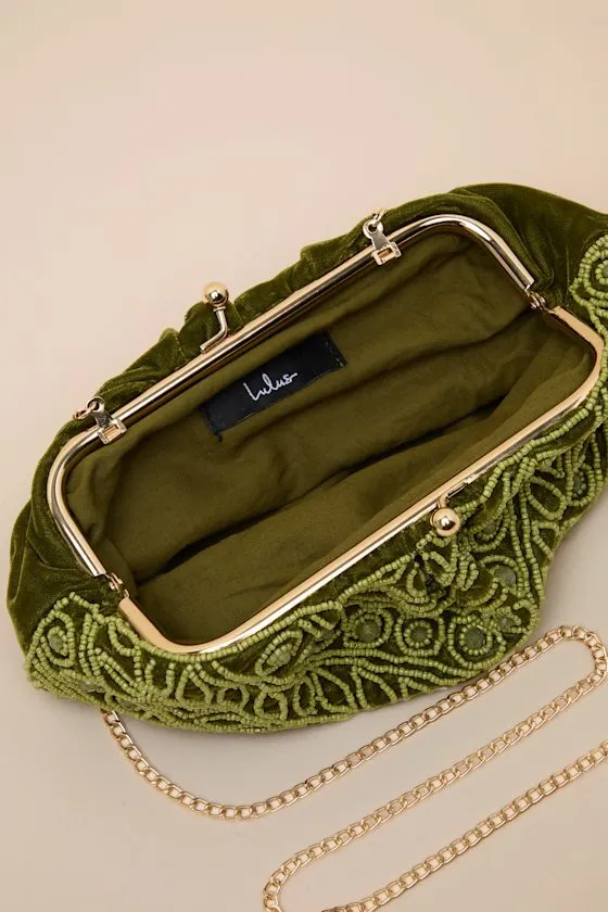 Faelynn Green Velvet Beaded Clutch sold by Lulus product image thumbnail 4
