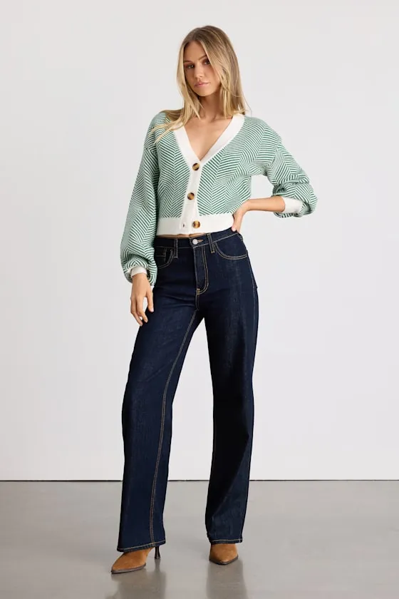 Here Comes a Holiday Green and White Striped Button-Up Cardigan sold by Lulus product image thumbnail 4