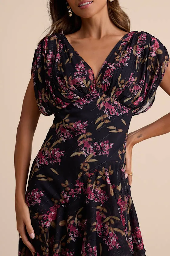 Wrenna Black Floral Gathered Tiered Maxi Dress sold by Lulus product image thumbnail 2