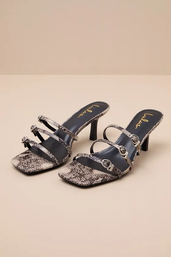 Propus Beige Snake Strappy High Heel Slide Sandals sold by Lulus product image thumbnail 2