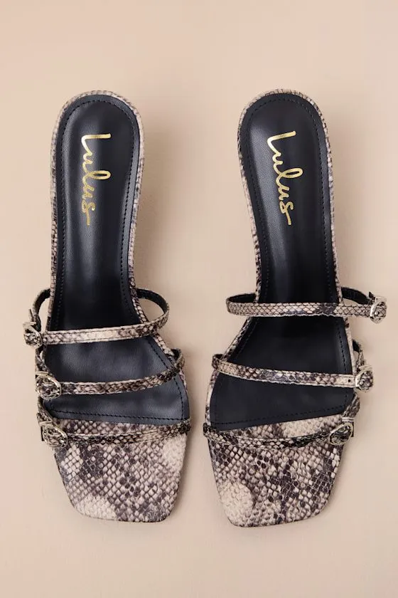 Propus Beige Snake Strappy High Heel Slide Sandals sold by Lulus product image thumbnail 4