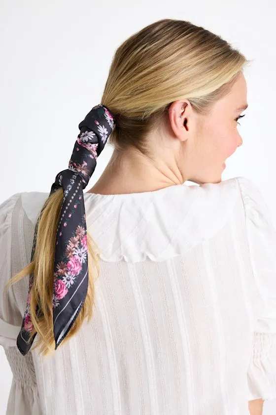 Evaine Black Multi Print Satin Scarf Set sold by Lulus product image thumbnail 3