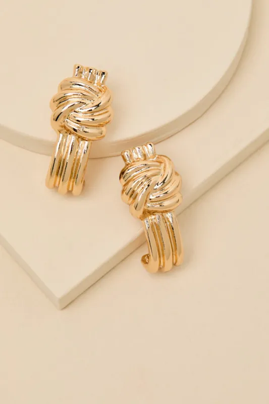 Ginny Gold Knotted Hoop Earrings sold by Lulus