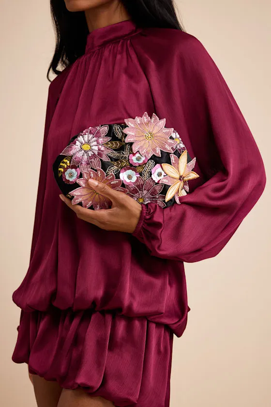 Dashlynn Black Velvet 3D Floral Embroidered Clutch sold by Lulus product image thumbnail 3