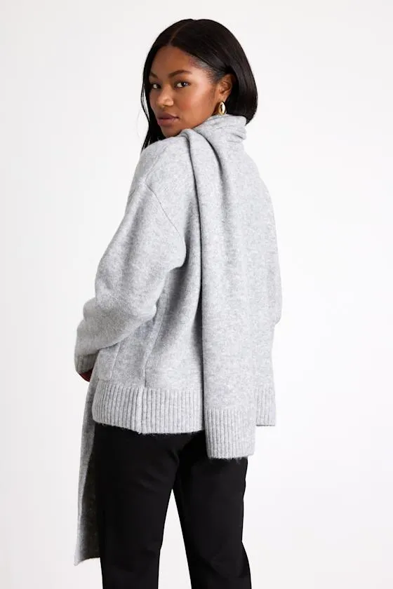 Rodina Heather Grey Open-Front Cardigan and Scarf Set sold by Lulus product image thumbnail 3