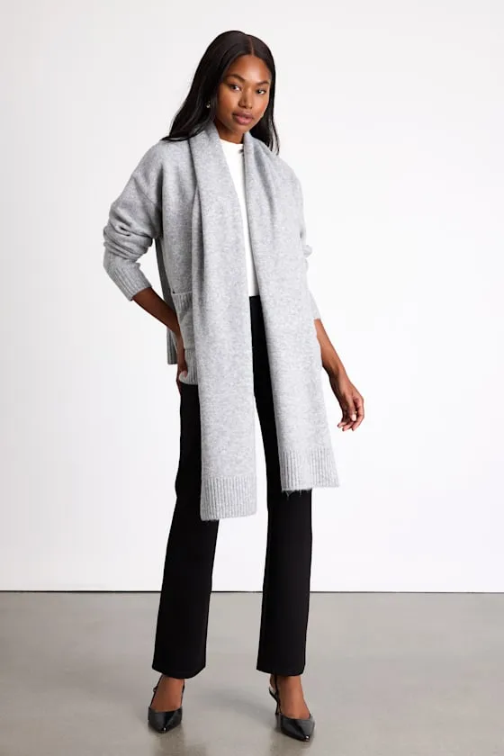 Rodina Heather Grey Open-Front Cardigan and Scarf Set sold by Lulus product image thumbnail 4