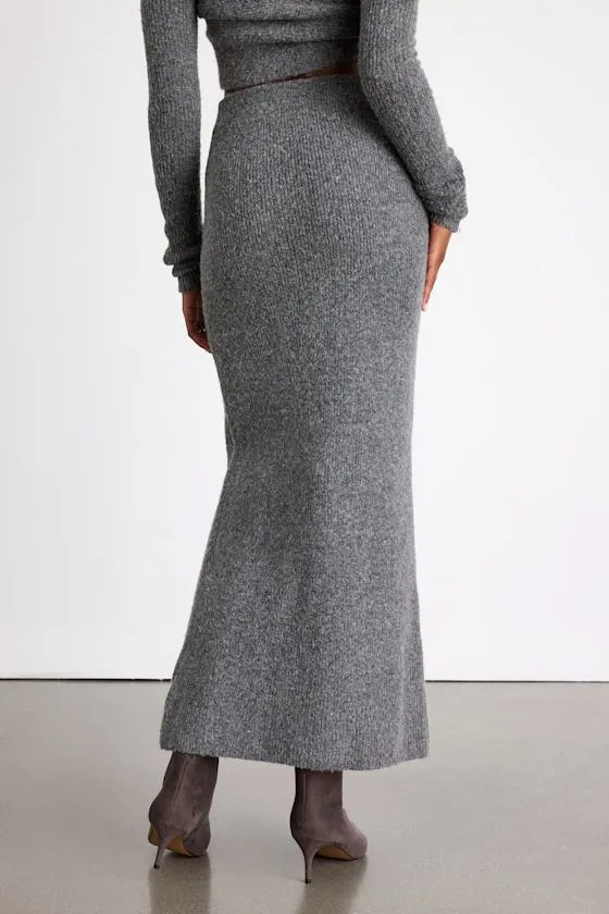 Alfina Grey Knit High-Rise Maxi Skirt sold by Lulus product image thumbnail 3