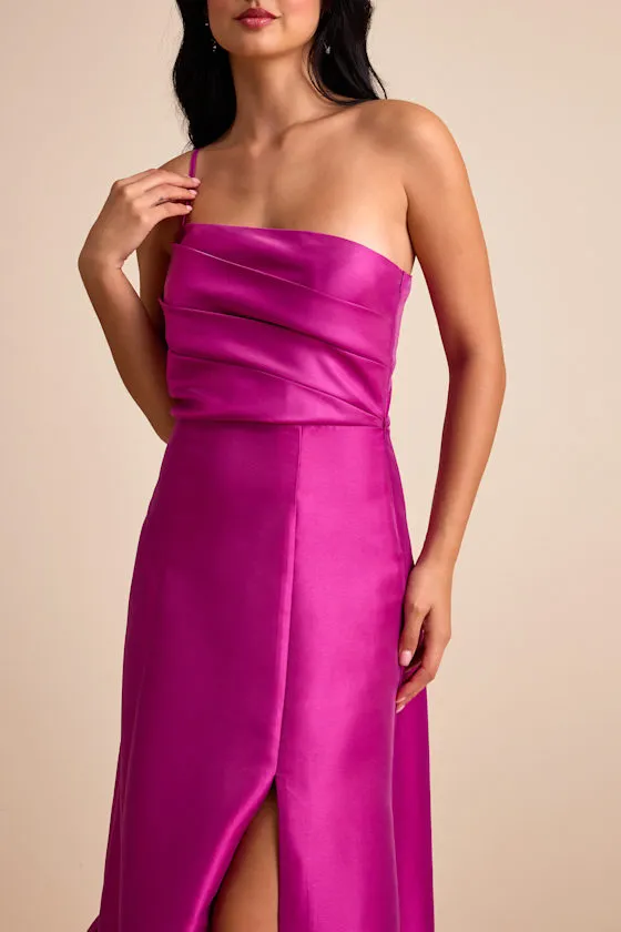 Letha Magenta Taffeta One-Shoulder Maxi Dress sold by Lulus product image thumbnail 2