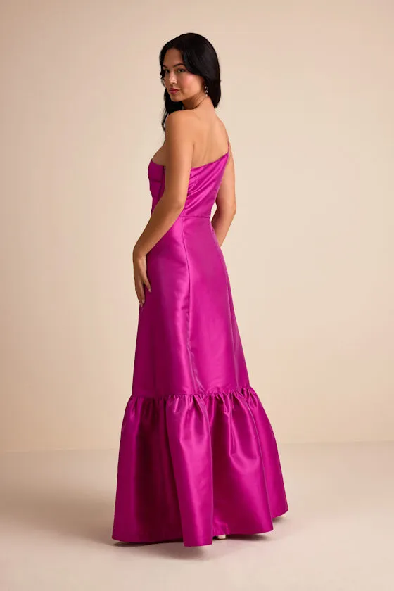 Letha Magenta Taffeta One-Shoulder Maxi Dress sold by Lulus product image thumbnail 3