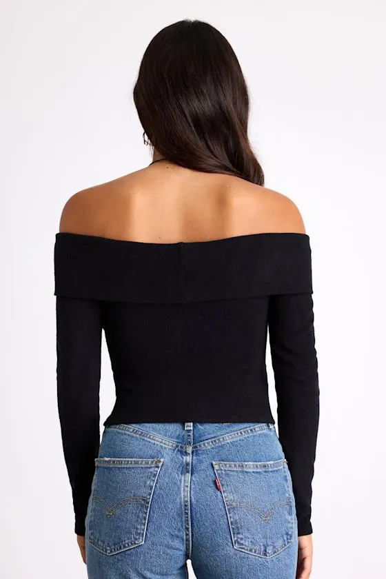 Sabriel Black Off-the-Shoulder Long Sleeve Top sold by Lulus product image thumbnail 2