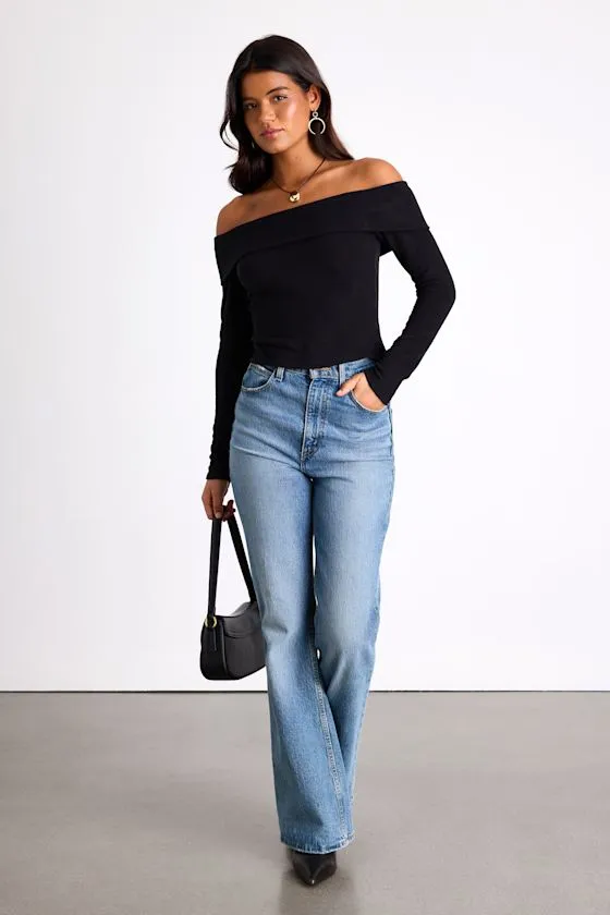 Sabriel Black Off-the-Shoulder Long Sleeve Top sold by Lulus product image thumbnail 3