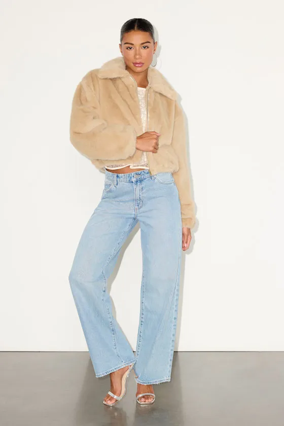 Eliah Beige Faux Fur Collared Zip-Front Jacket sold by Lulus product image thumbnail 3