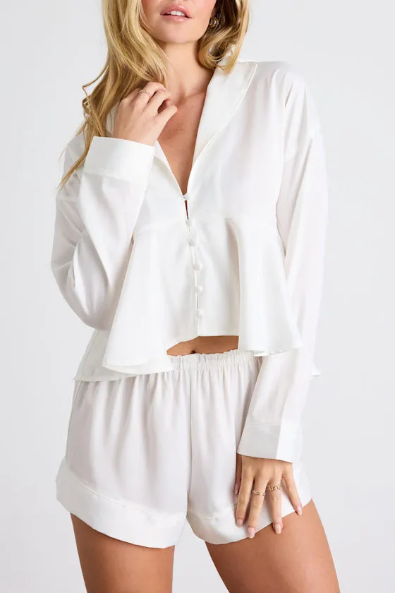 Ellery Ivory Satin Two-Piece Pajama Set sold by Lulus product image thumbnail 2
