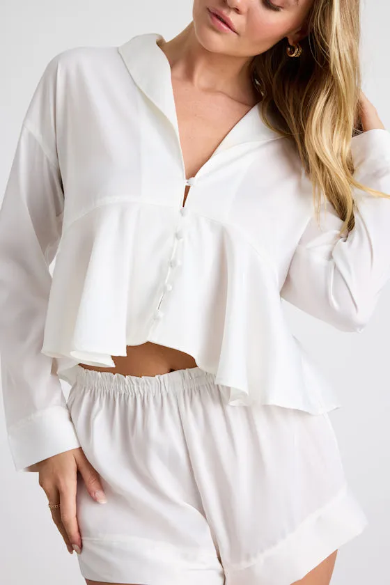Ellery Ivory Satin Two-Piece Pajama Set sold by Lulus product image thumbnail 3