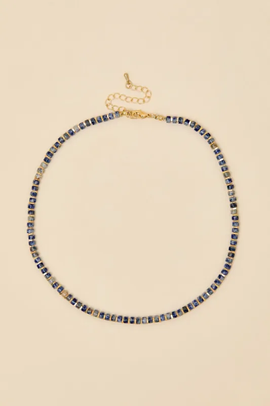 Casselia Blue and Gold Beaded Necklace made by Lulus