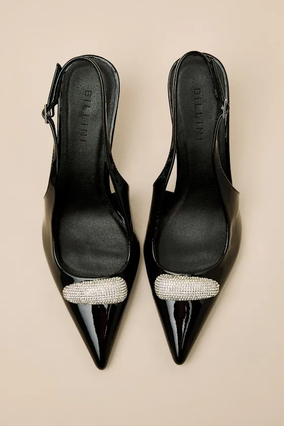 Lonan Black Patent Rhinestone Slingback Pumps sold by Lulus product image thumbnail 2