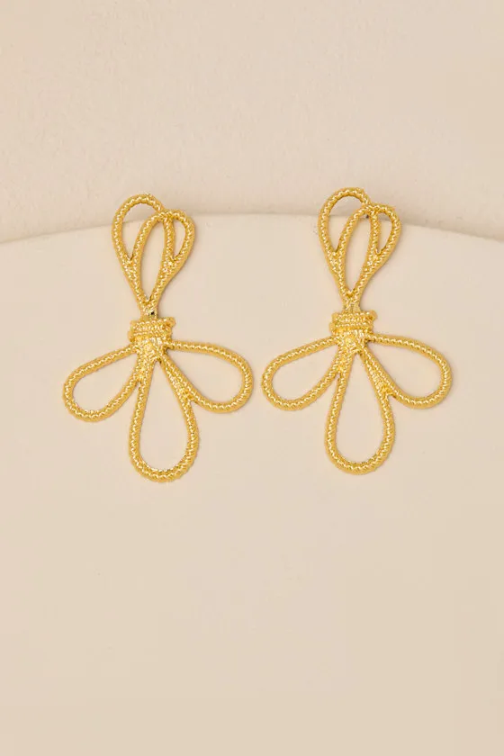 Salvina Gold Wire Rope Loop Earrings sold by Lulus