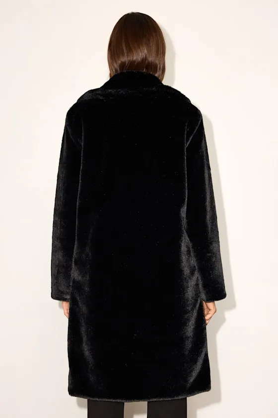 Tamron Black Faux Fur Longline Coat sold by Lulus product image thumbnail 4