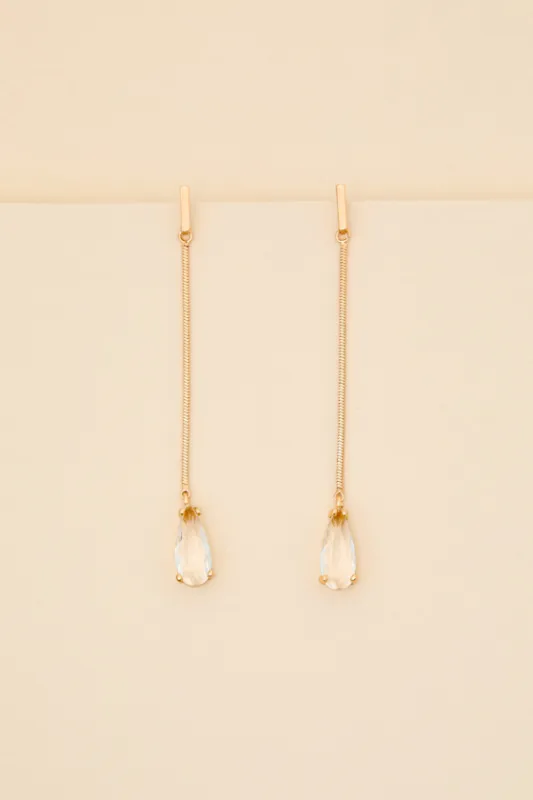 Melodia Gold Chain Rhinestone Drop Earrings sold by Lulus