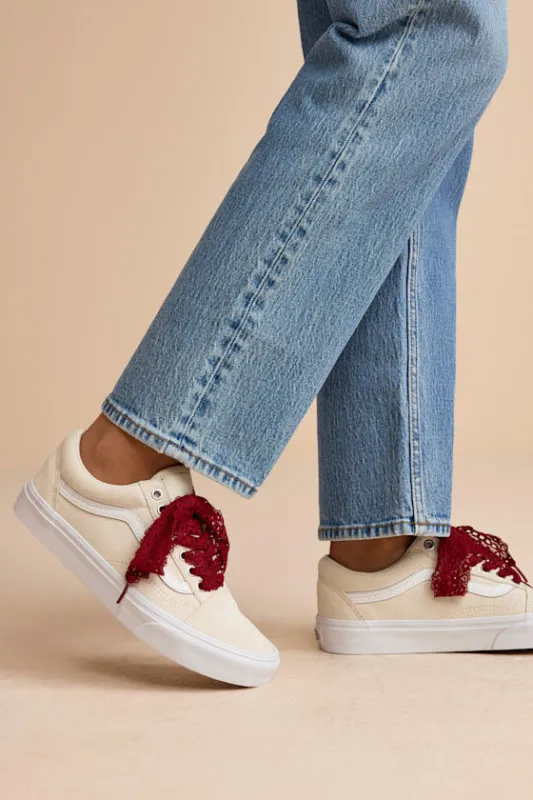 Old Skool Pop Lace Marshmallow Suede Leather Sneakers sold by Lulus