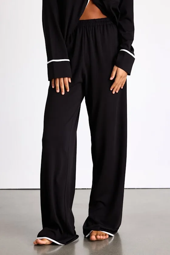 Surina Black and White Long Sleeve Two-Piece Pajama Set sold by Lulus product image thumbnail 3