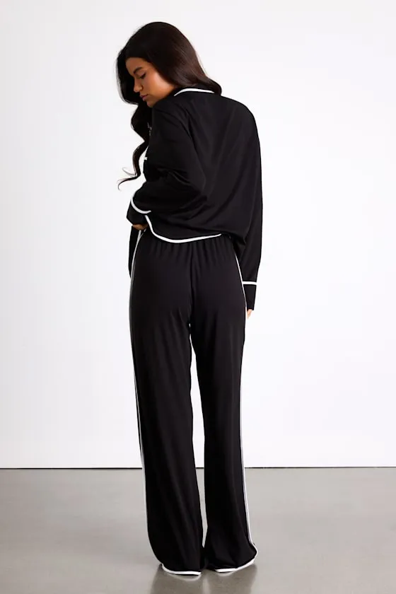 Surina Black and White Long Sleeve Two-Piece Pajama Set sold by Lulus product image thumbnail 4