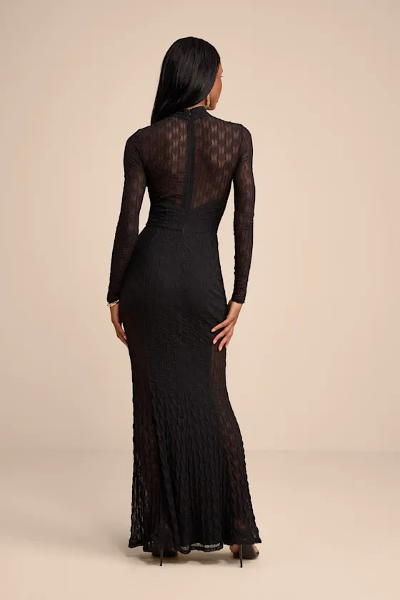 Callaway Black Textured Mock Neck Maxi Dress sold by Lulus product image thumbnail 4