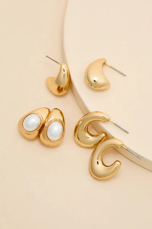 Penny Gold Three-Piece Hoop Earring Set sold by Lulus