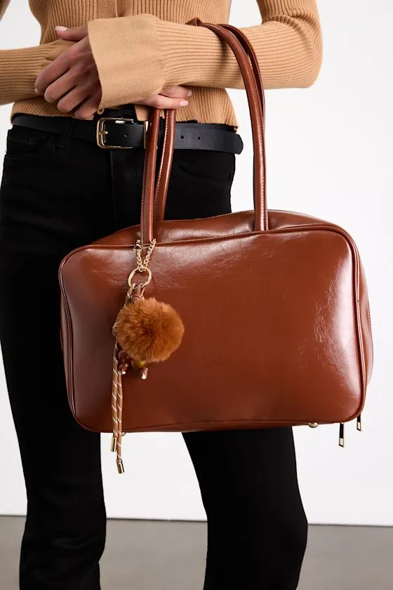 Zemmina Brown Vegan Leather Bowler Bag sold by Lulus