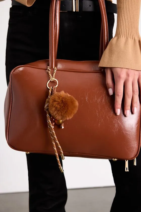 Zemmina Brown Vegan Leather Bowler Bag sold by Lulus product image thumbnail 3