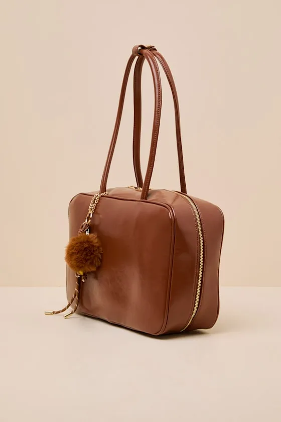 Zemmina Brown Vegan Leather Bowler Bag sold by Lulus product image thumbnail 4
