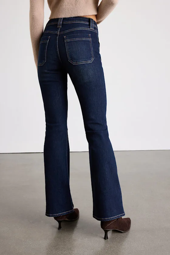 Falcone Dark Wash Mid-Rise Bootcut Jeans sold by Lulus product image thumbnail 3