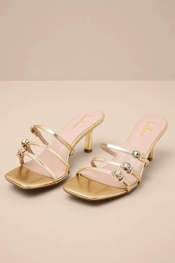 Propus Gold Strappy High Heel Slide Sandals sold by Lulus product image thumbnail 2