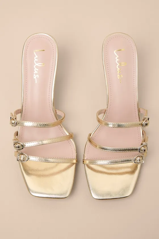 Propus Gold Strappy High Heel Slide Sandals sold by Lulus product image thumbnail 4