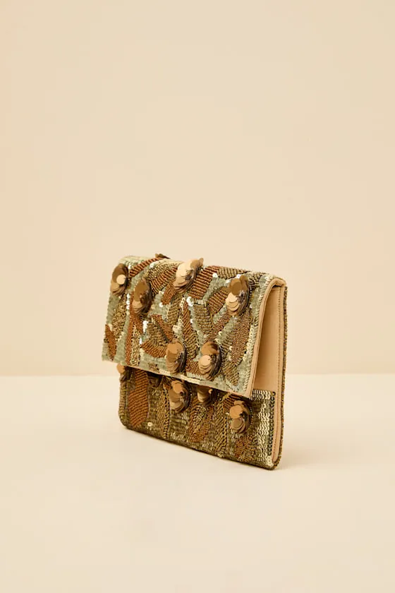 Sharla Gold Beaded Sequin Clutch sold by Lulus product image thumbnail 2