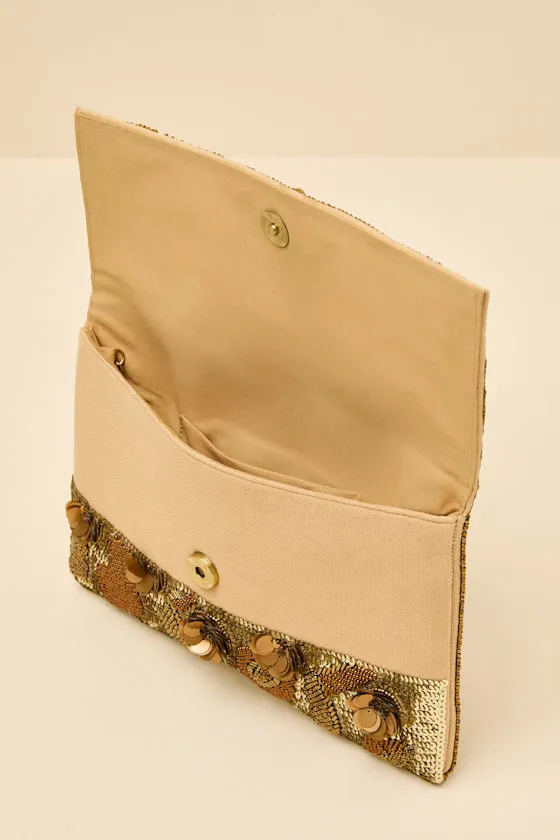Sharla Gold Beaded Sequin Clutch sold by Lulus product image thumbnail 4
