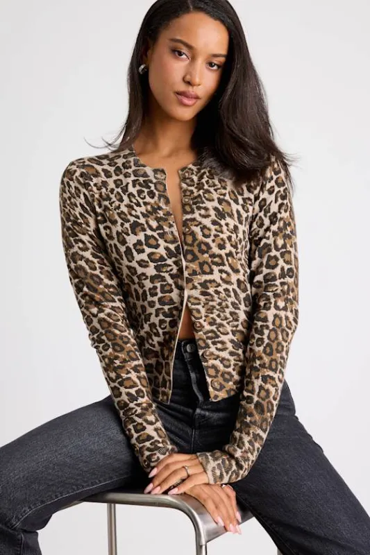 Alfara Brown Leopard Print Button-Front Cardigan Sweater sold by Lulus