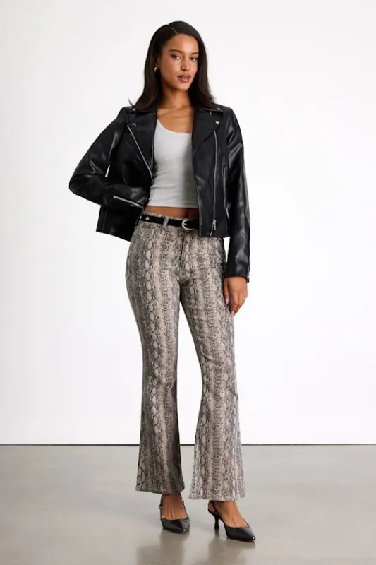 Iniya Snake Print Denim Mid-Rise Bootcut Jeans made by JBD