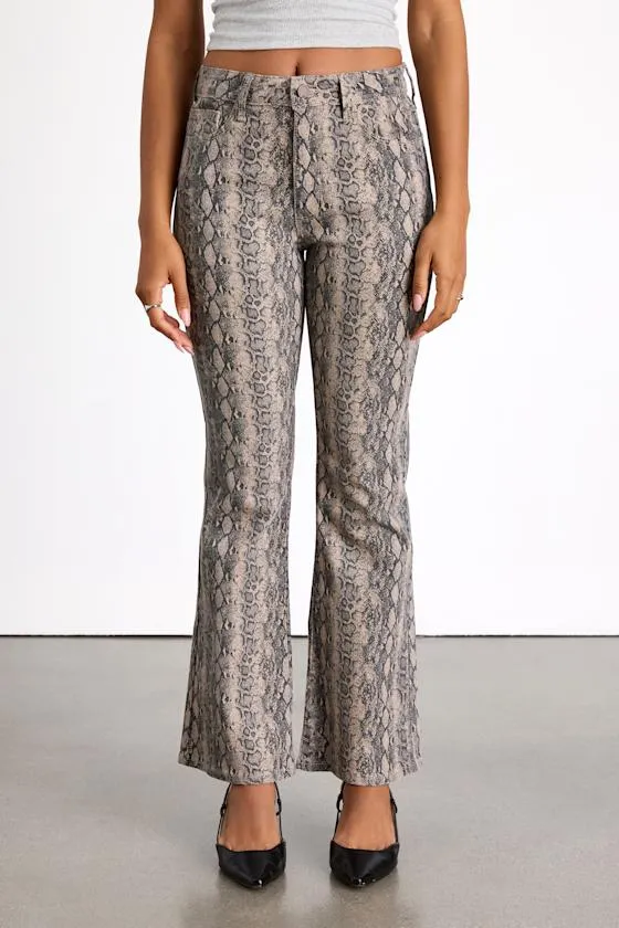 Iniya Snake Print Denim Mid-Rise Bootcut Jeans sold by Lulus product image thumbnail 2