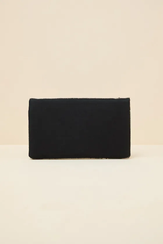 Sheridan Black and Silver Beaded Envelope Clutch sold by Lulus product image thumbnail 3