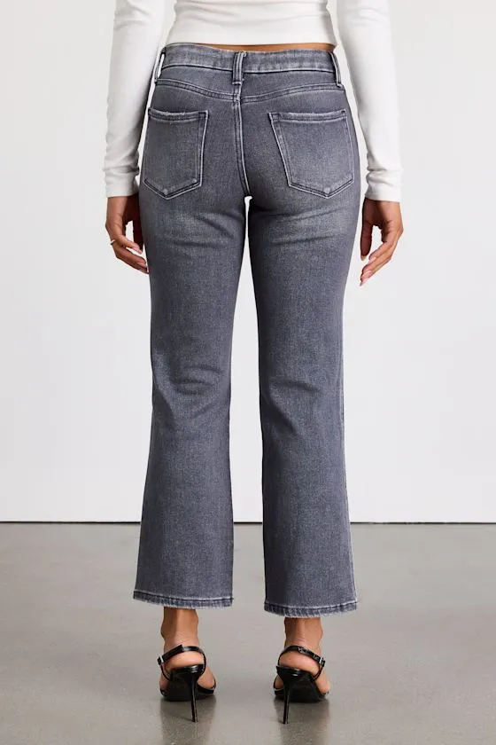 Alminah Grey Denim Mid-Rise Straight Leg Ankle Jeans sold by Lulus product image thumbnail 3