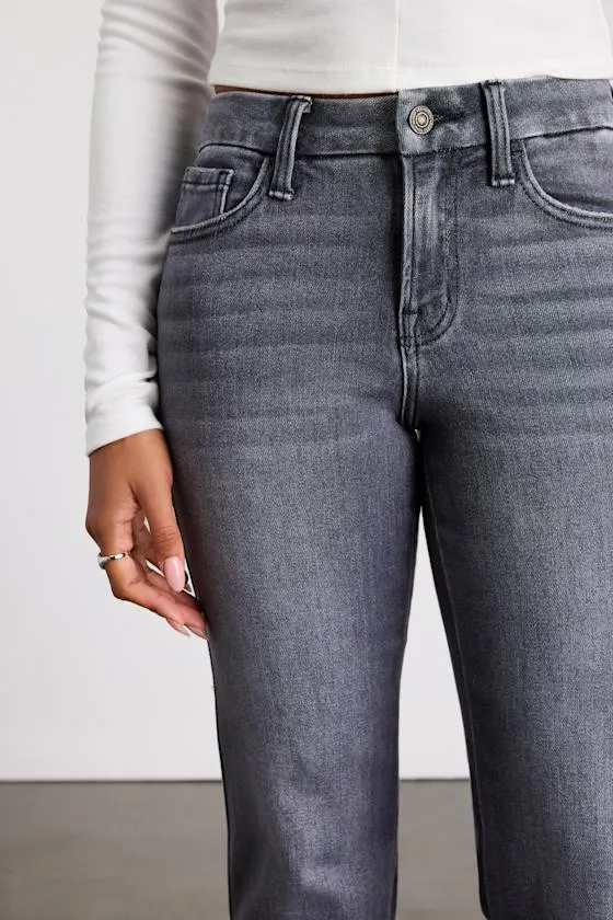 Alminah Grey Denim Mid-Rise Straight Leg Ankle Jeans sold by Lulus product image thumbnail 4