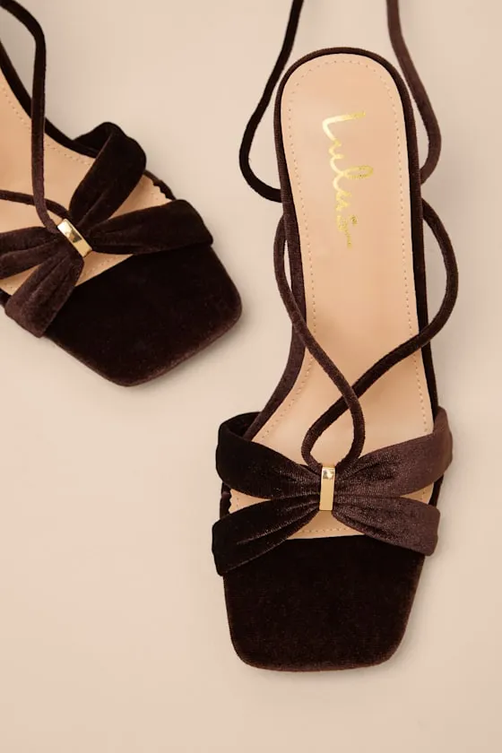 Marie Chocolate Velvet Lace-Up High Heel Sandals sold by Lulus product image thumbnail 2