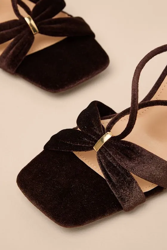 Marie Chocolate Velvet Lace-Up High Heel Sandals sold by Lulus product image thumbnail 4